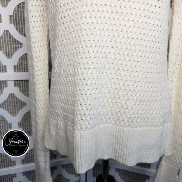 American Eagle Outfitters Women's Cream Open Weave Back Zip Sweater Size M - Picture 4 of 9